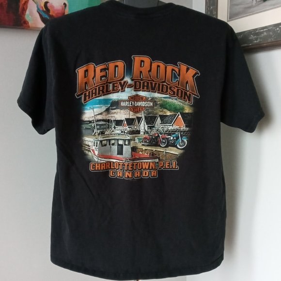 Harley-Davidson skeleton riding a harley  black Tee Size in description - Picture 2 of 8